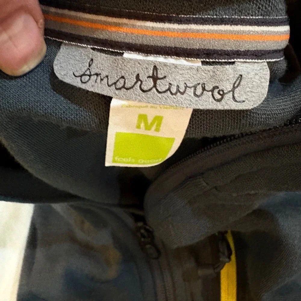 Smartwool Mens Merino‎ Wool Full Zip Jacket Gray Chest Pocket Medium RN116388